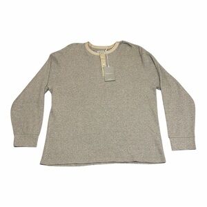 New Everlane Taupe Waffle Henley Sweater XXLarge